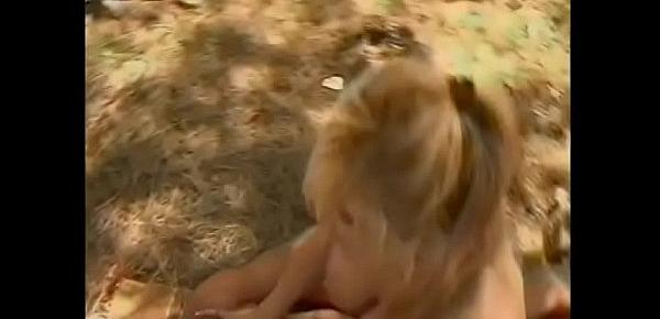  Hot blonde with perky tits Renee LaRue sucks cock and gets her pussy fucked outside